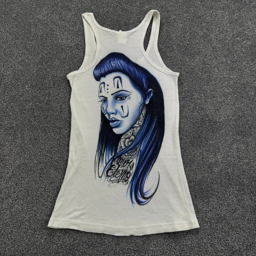 Y2K airbrush graphic print long tank top