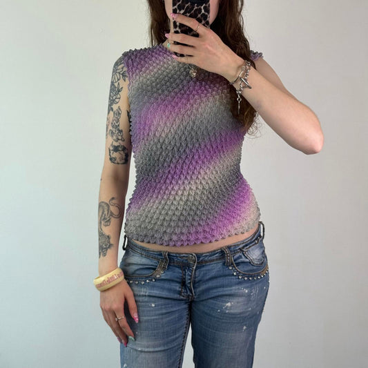 Y2K vintage popcorn stripe tank top stretchy