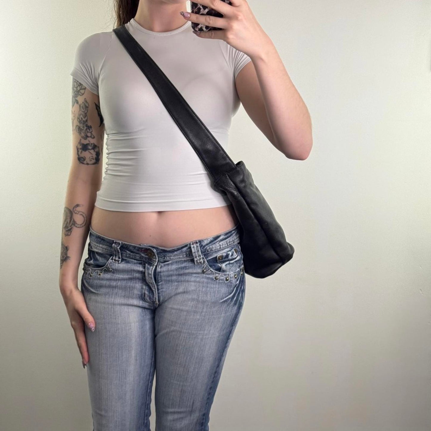 Y2K vintage genuine leather bucket shoulder bag crossbody compartments