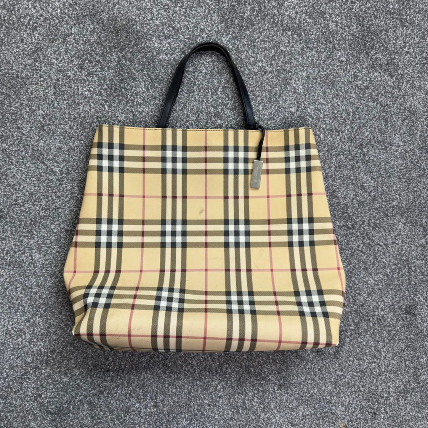 Vintage Burberry beige nova check print PVC tote bag handbag large