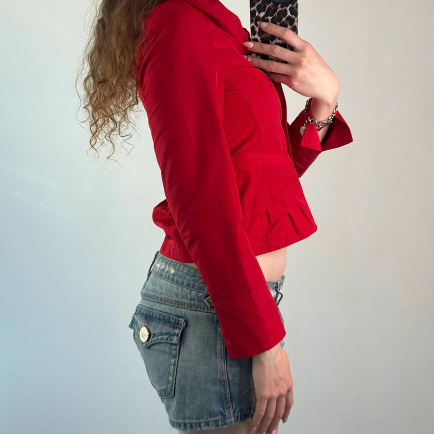 Y2K vintage stretchy fitted puff collar button up blazer jacket tailored cute