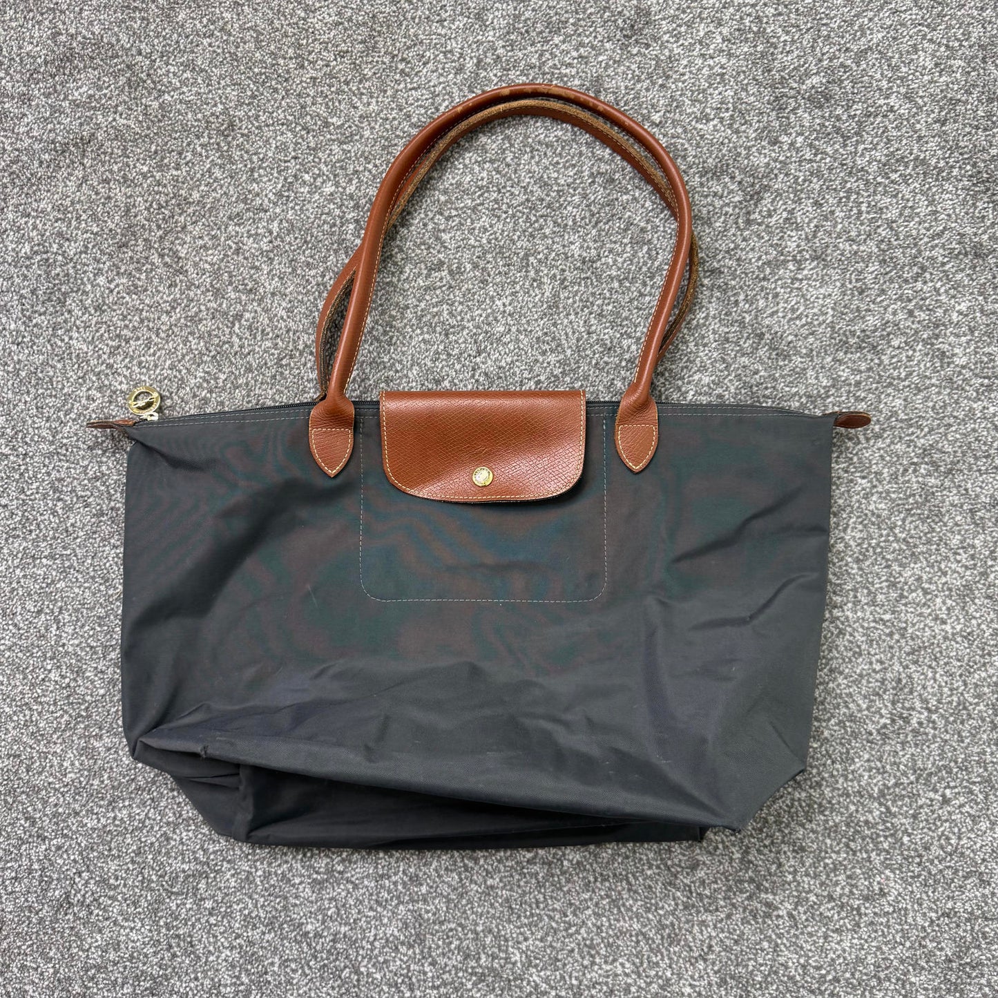 Longchamp large shoulder bag navy brown shopper