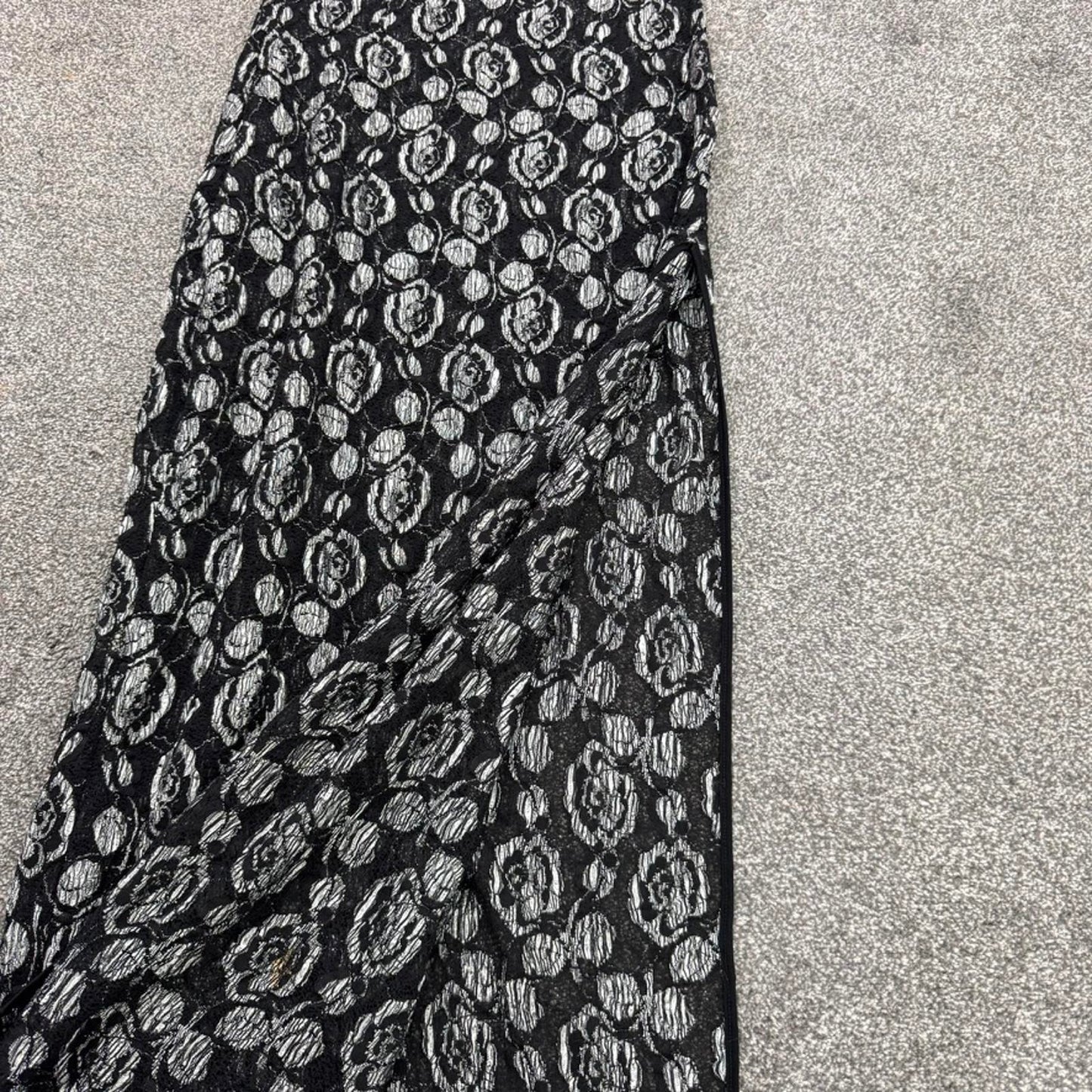90s Y2K vintage Jane Norman sheer mesh maxi dress side slit v neck floral flower