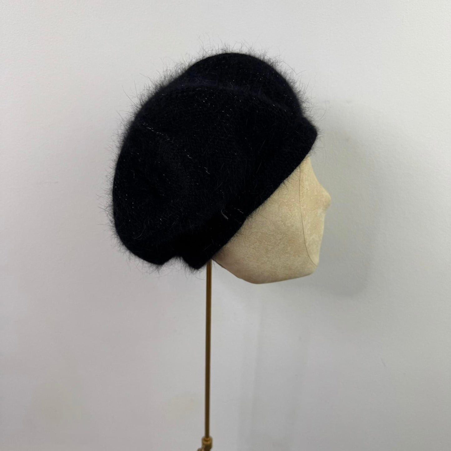 Y2K vintage angora wool blend beret hat glitter slouchy