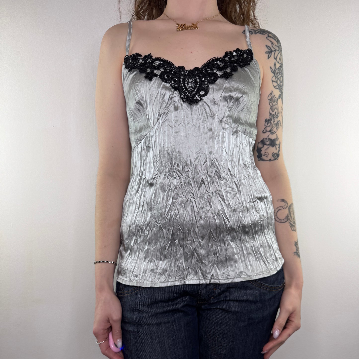 Y2K vintage Bay crinkle satin cami top