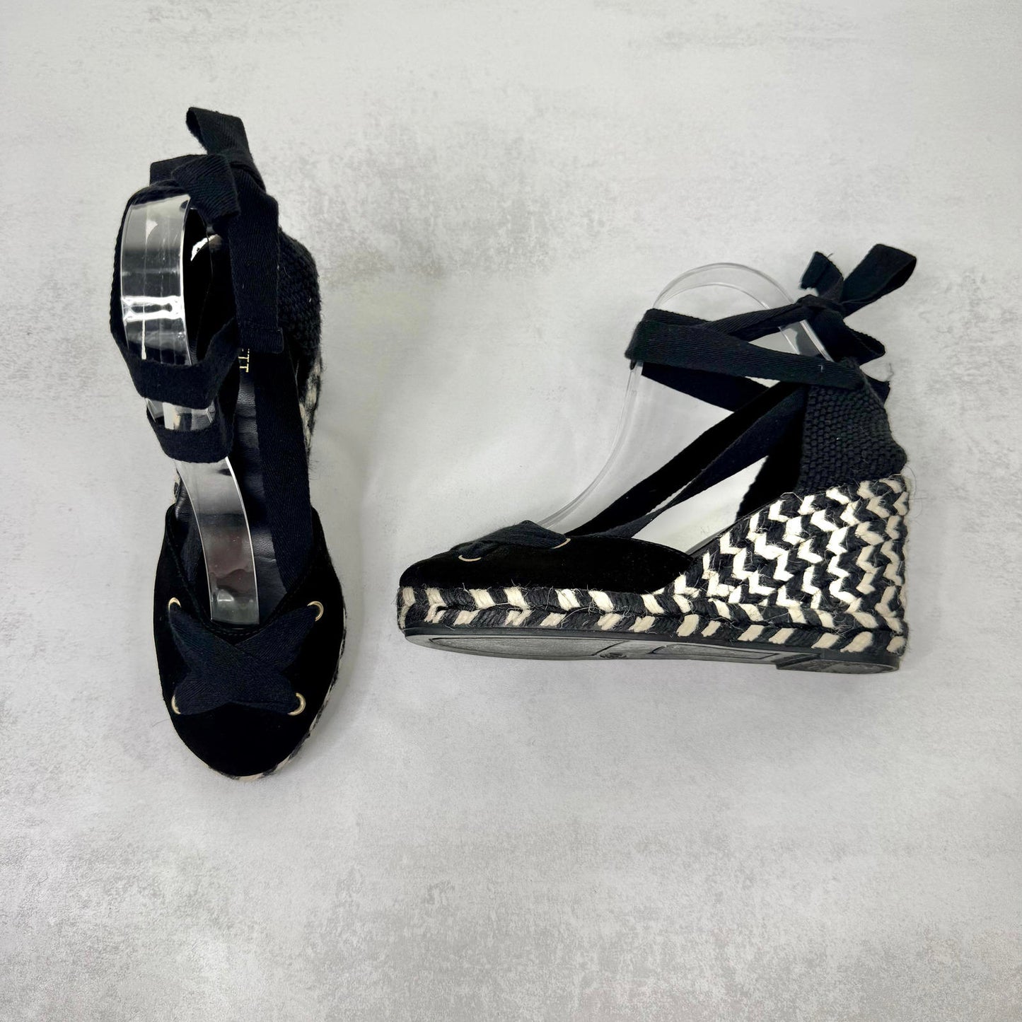 LK Bennett Ophelia wedge sandals braided espadrilles lace up block summer