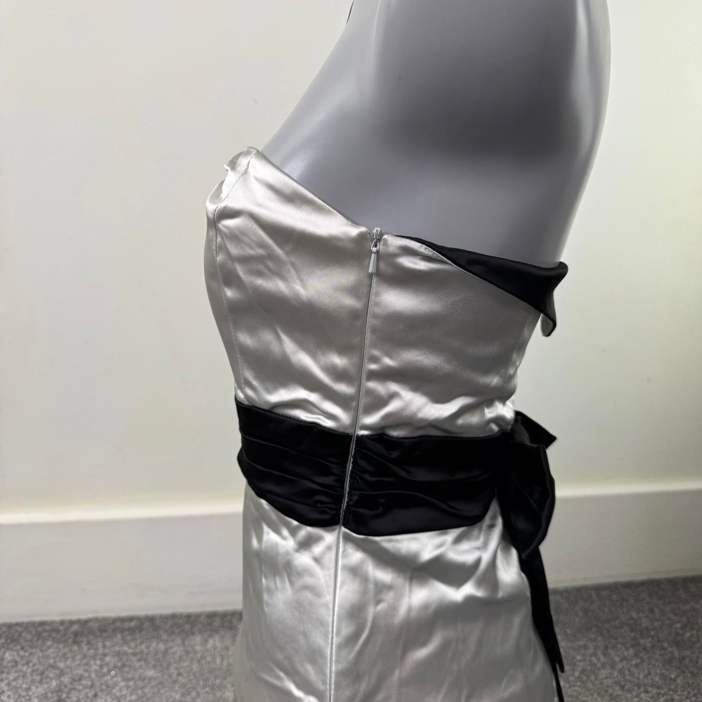 Y2K vintage strapless top satin bow bustier party going out boned