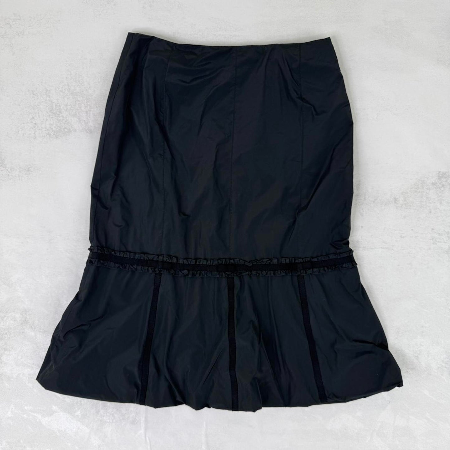 Y2K vintage Karen Millen midi skirt a line bow ruffle coquette office tailored