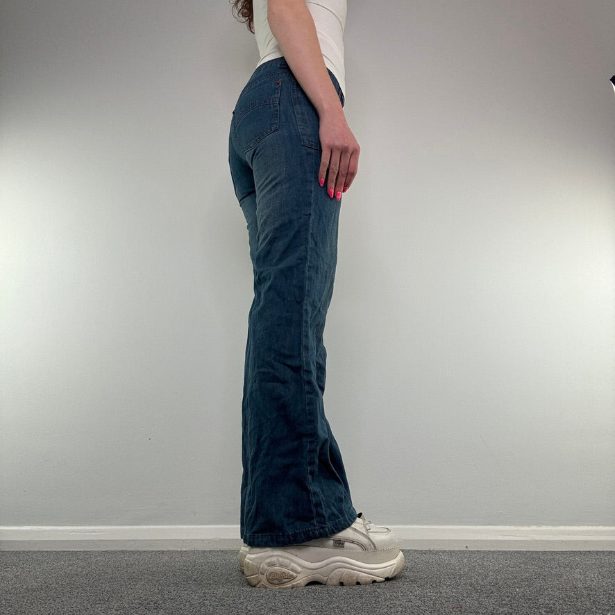 Y2K low rise denim baggy flared jeans