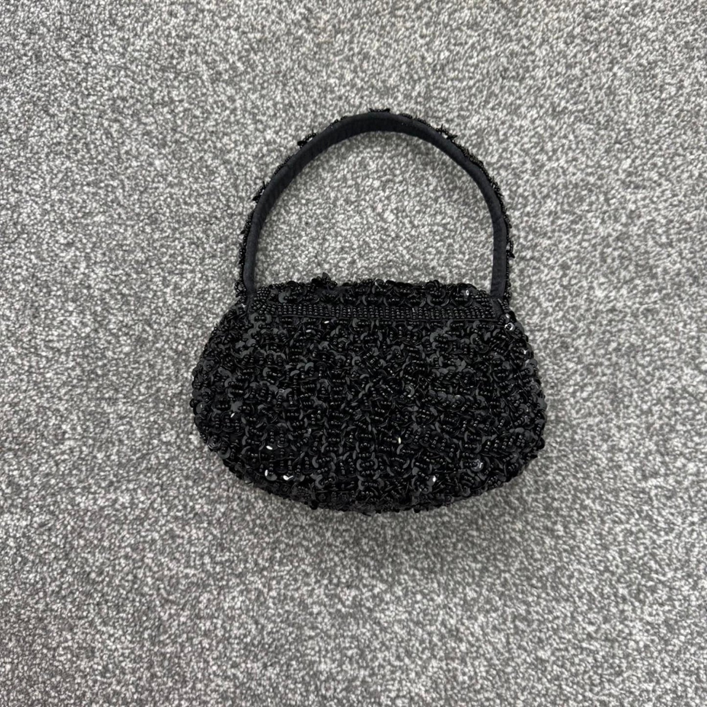 Y2K vintage mini micro handbag sequin embellished black beaded evening wedding