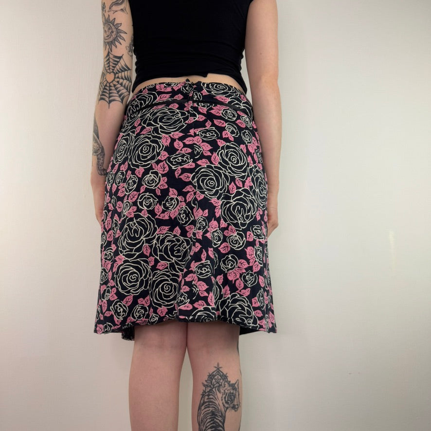 Y2K vintage a line floral floaty midi skirt