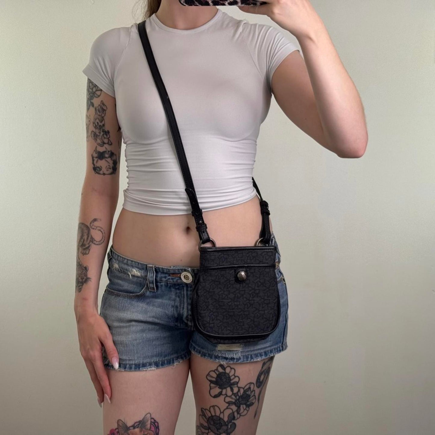 Y2K vintage DKNY small shoulder bag crossbody canvas o ring mini size