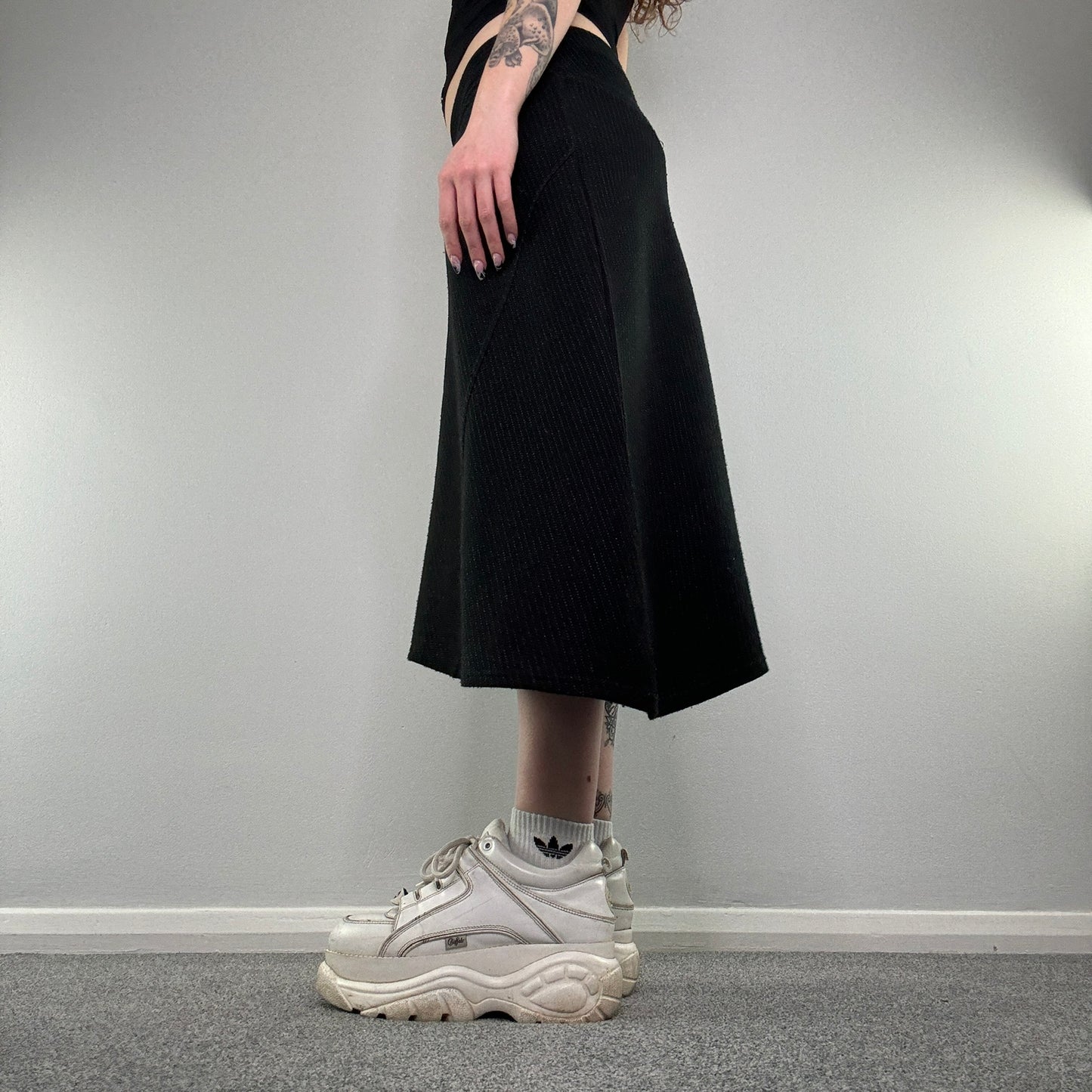 Y2K pinstripe asymmetrical skirt