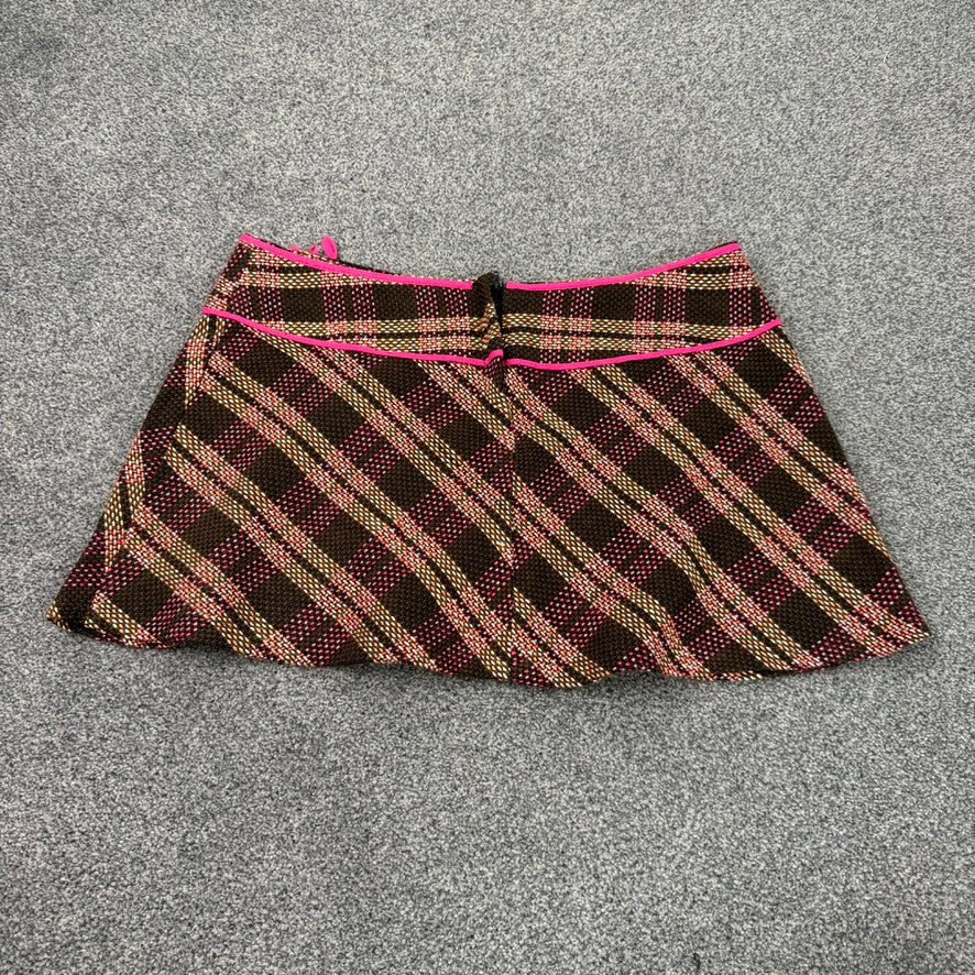 Y2K vintage low rise tartan bow mini skirt