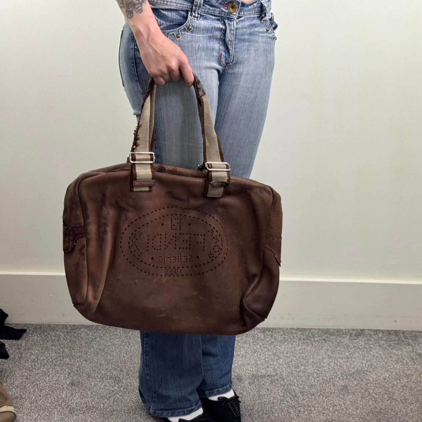 Vintage Fendi Selleria large shoulder bag genuine leather tote holdall