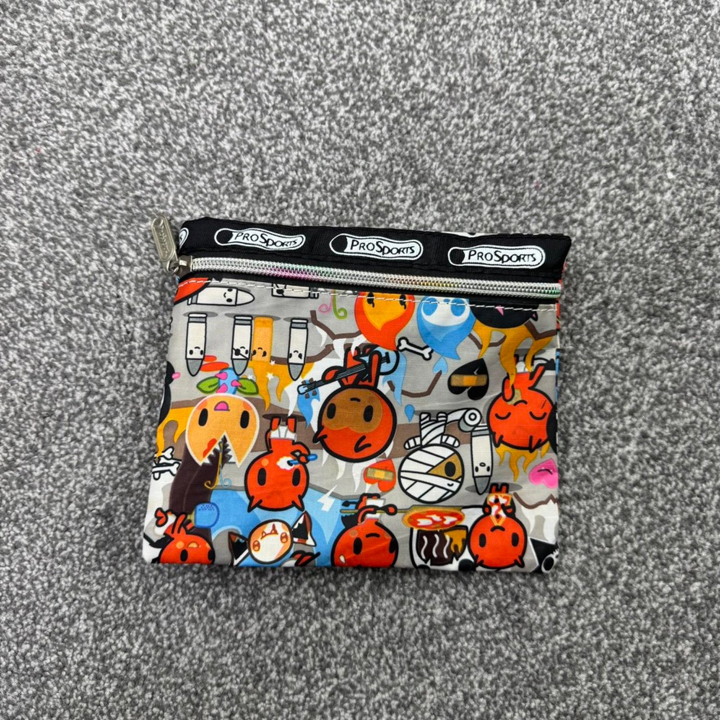 Y2K vintage ProSports graphic cartoon mini small zip pouch case makeup bag