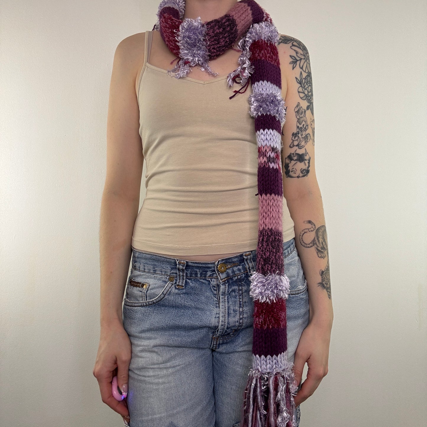 Y2K vintage knit tassel scarf