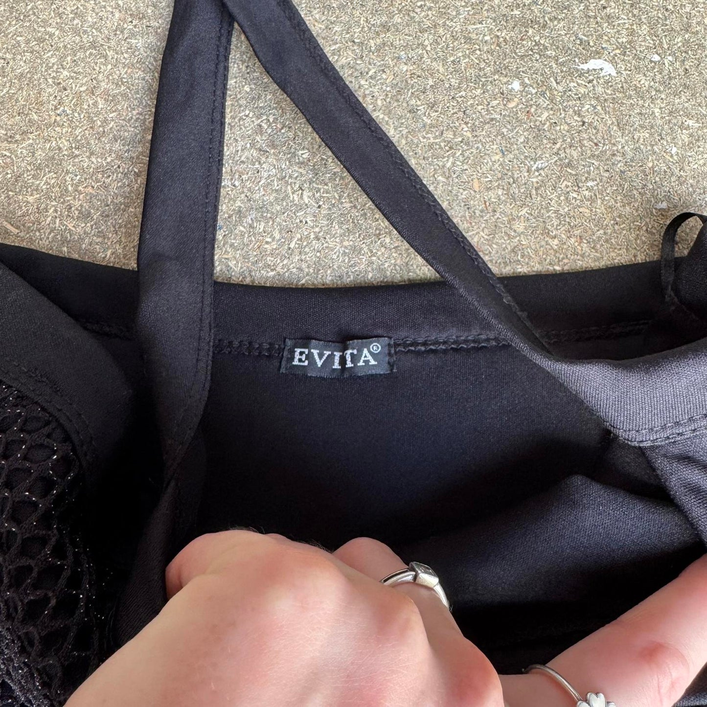 Y2K vintage stretchy sparkly halter neck netted mini dress fishnet glittery