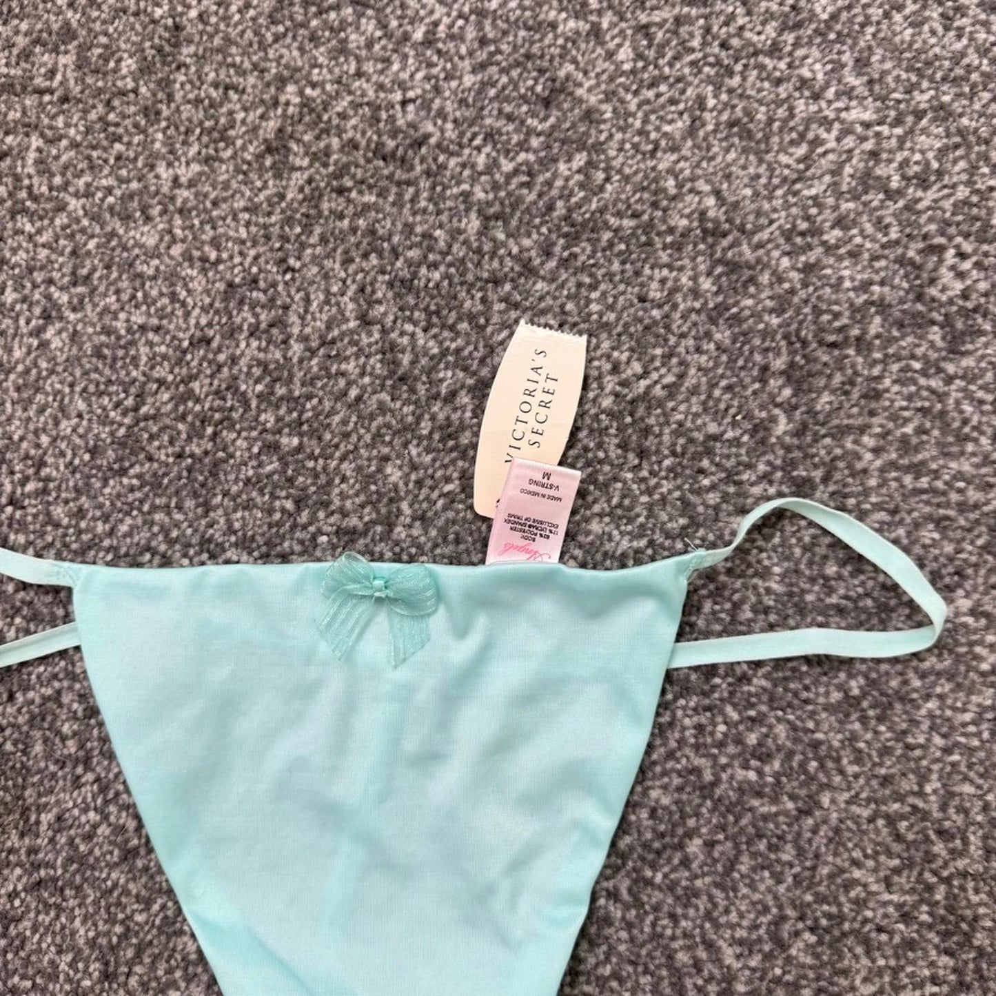 Y2K vintage 2008 Victoria's Secret Angels Satin Thong V-String baby blue medium