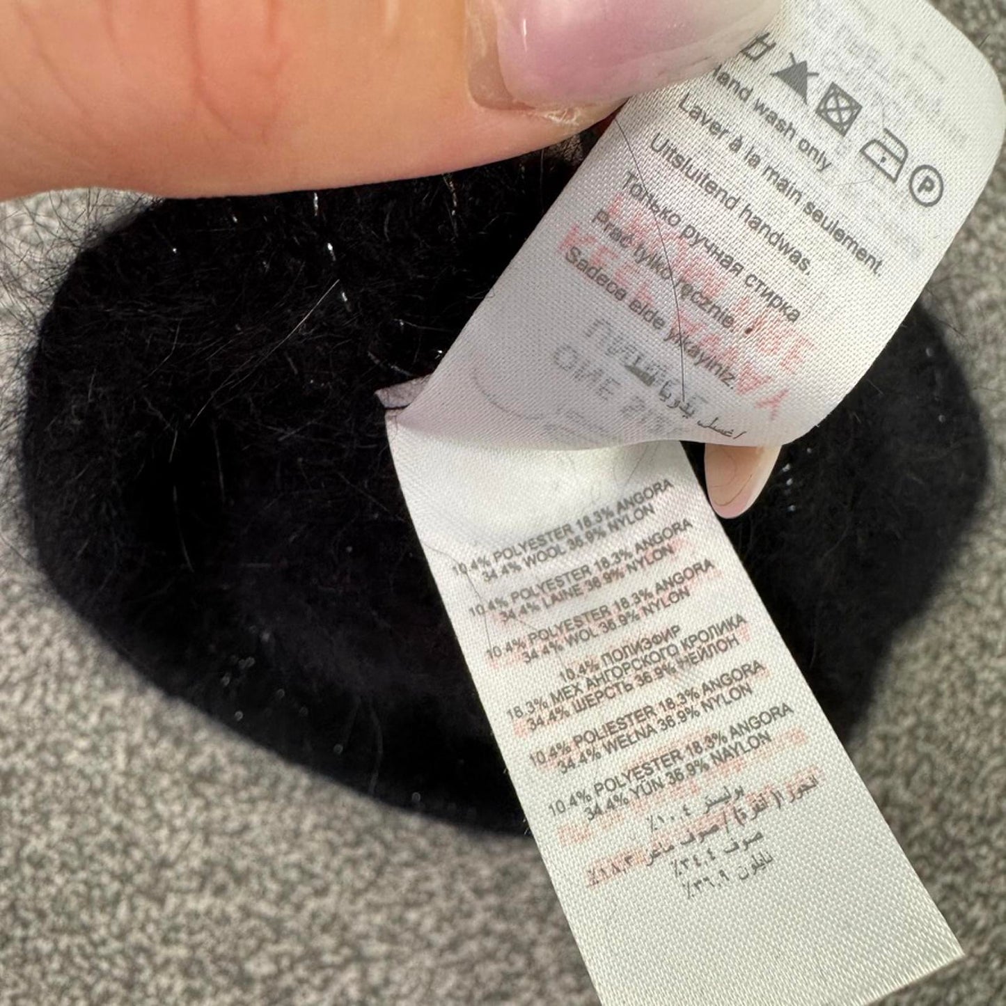 Y2K vintage angora wool blend beret hat glitter slouchy