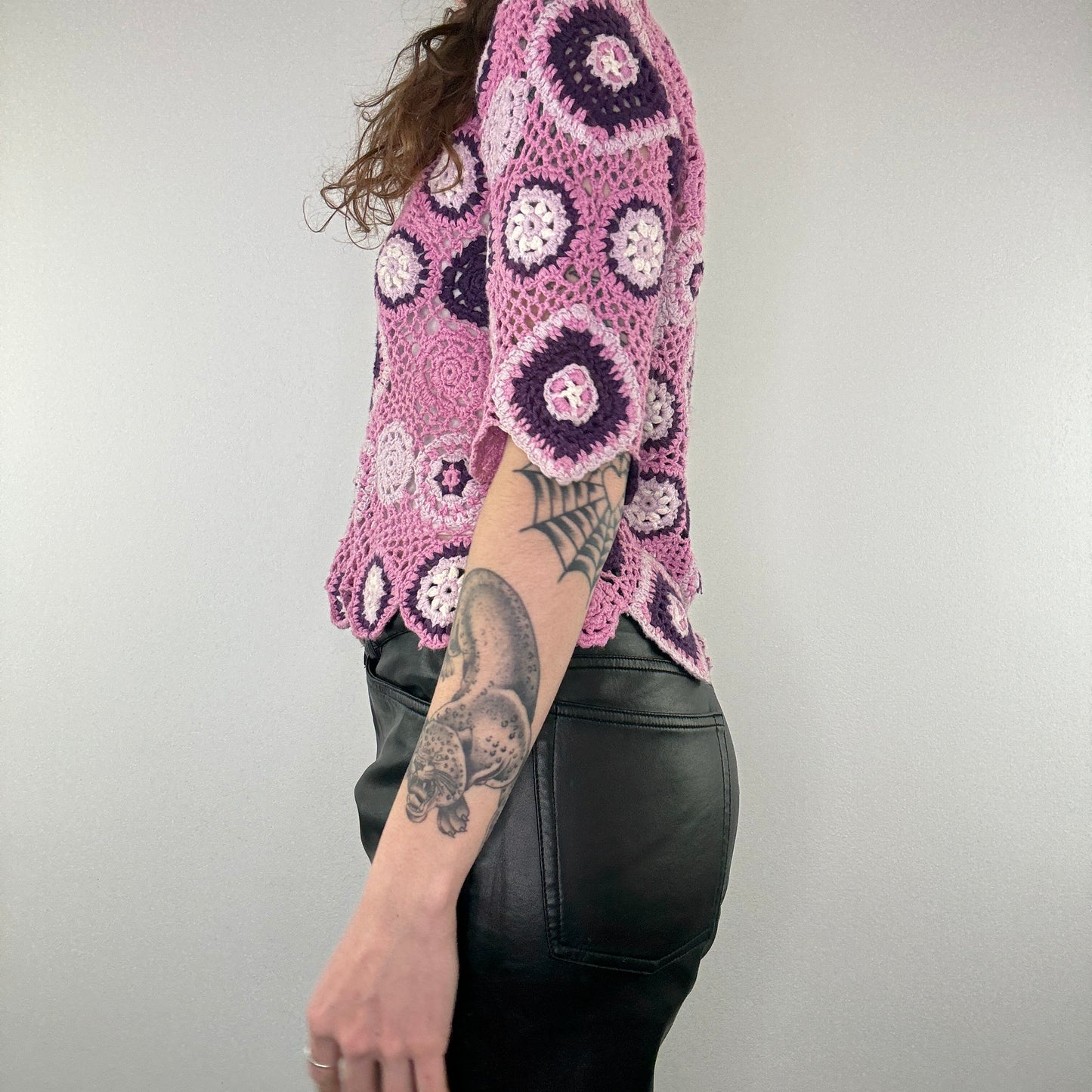 Y2K half sleeve crochet jumper