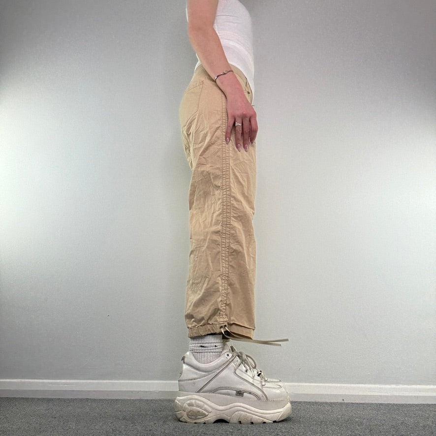 Y2K low rise lace up baggy capri cargo trousers