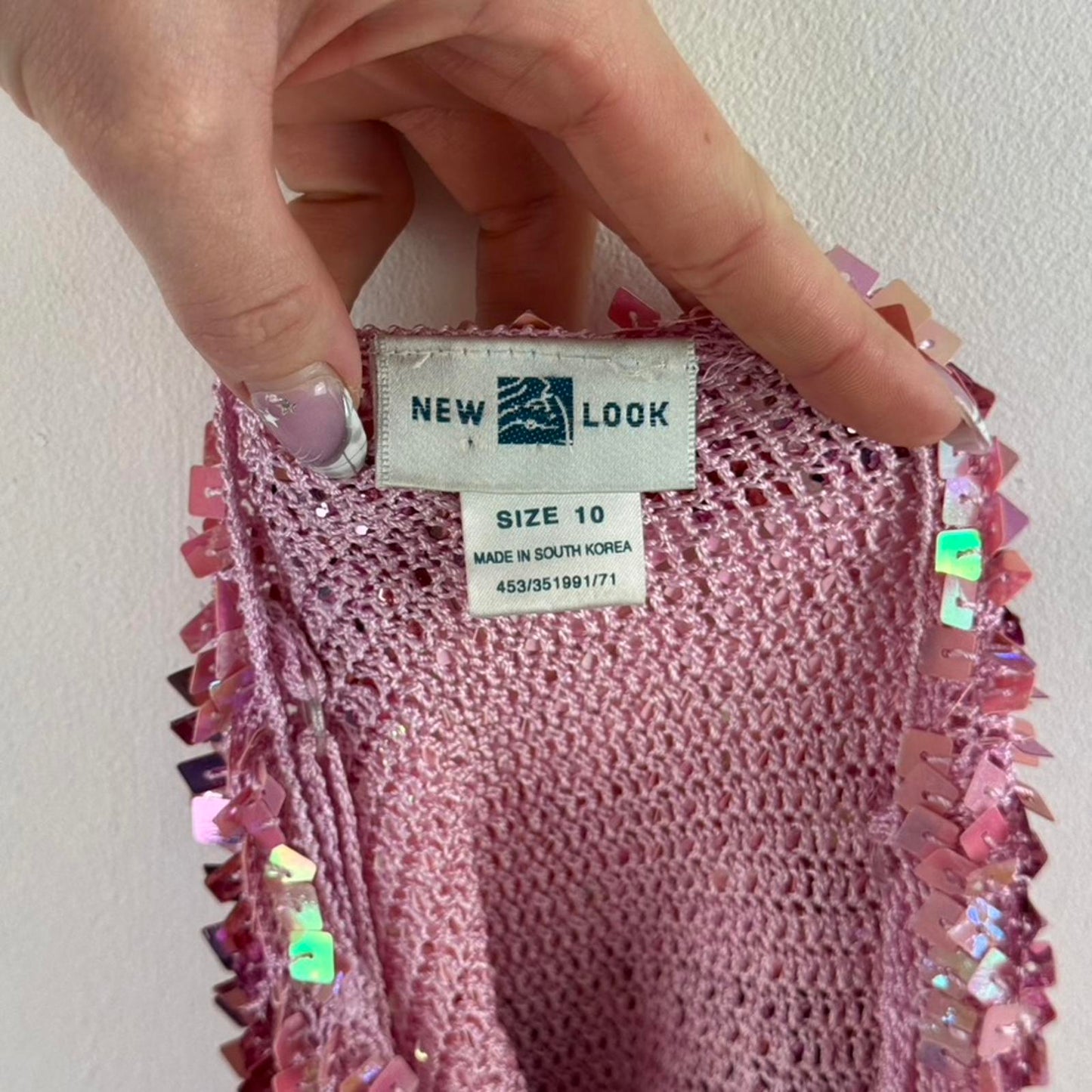 Y2K vintage New Look sequin stripe crop top strappy party festival shimmer