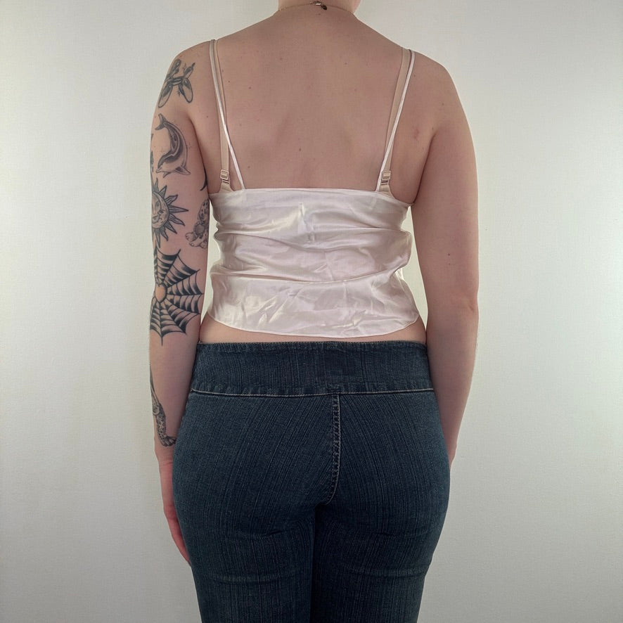 Y2K vintage cream silk cami top