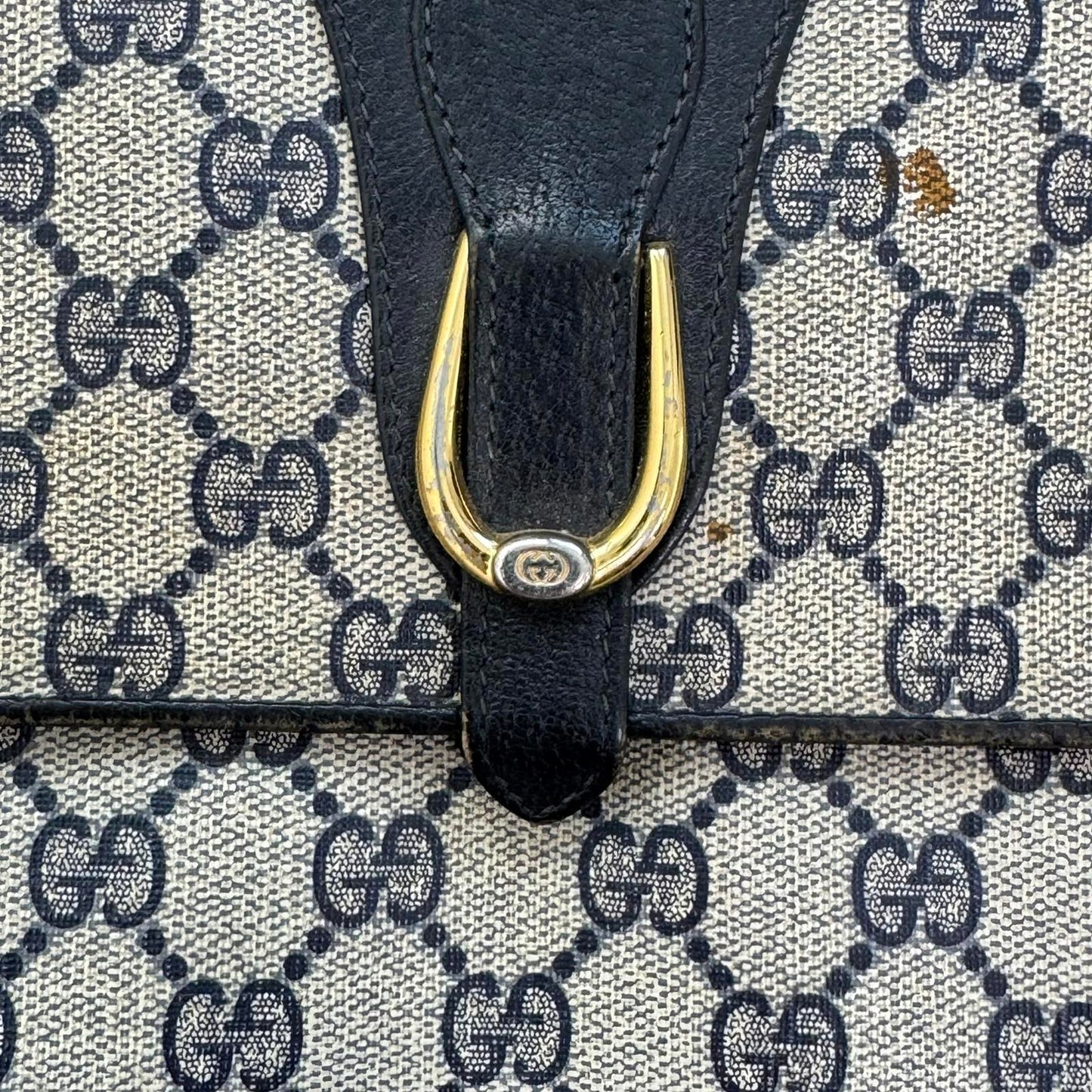 Vintage Gucci Ophidia canvas crossbody bag monogram navy blue cream clutch