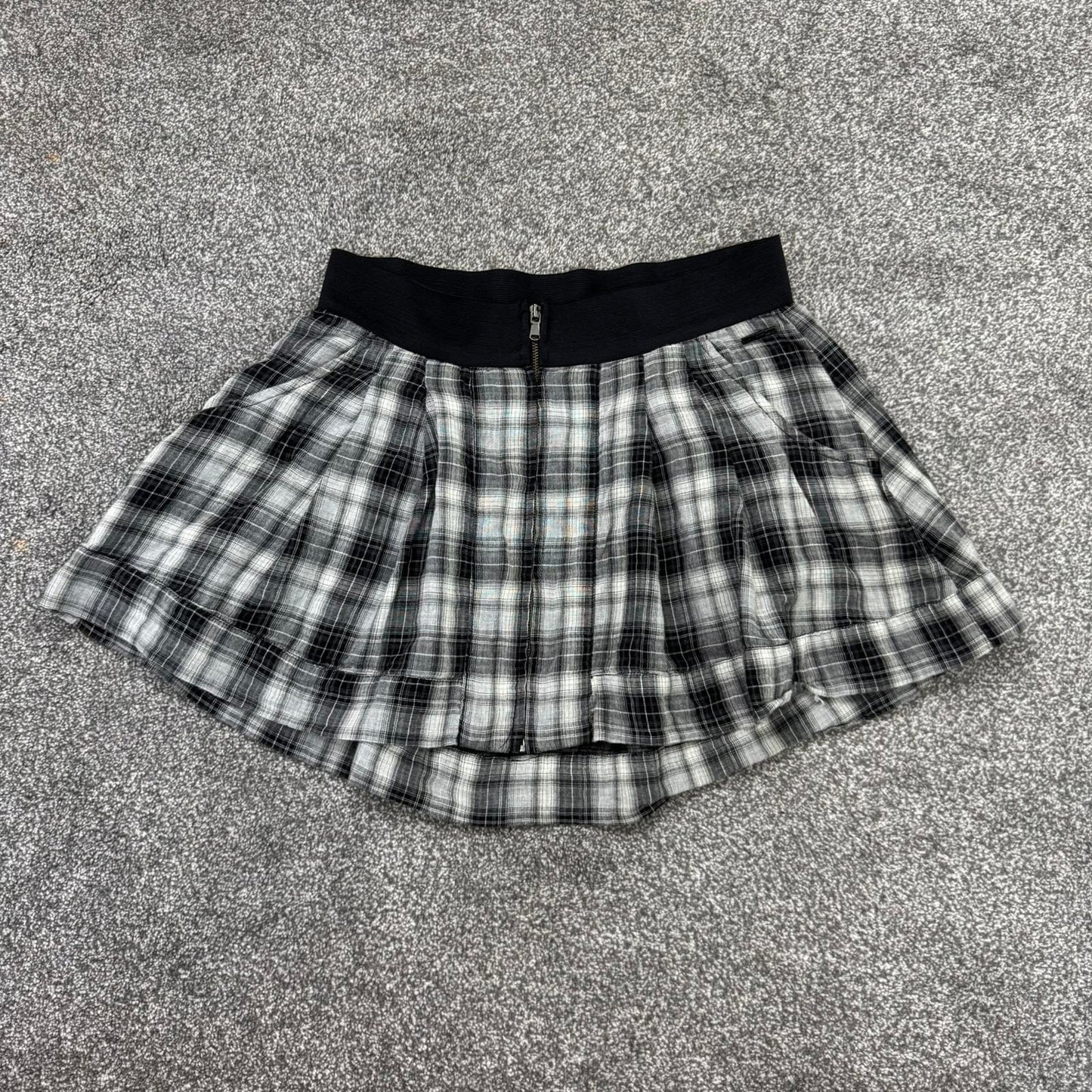 Y2K vintage Diesel tartan mini skirt a line zip up stretchy waistband pockets