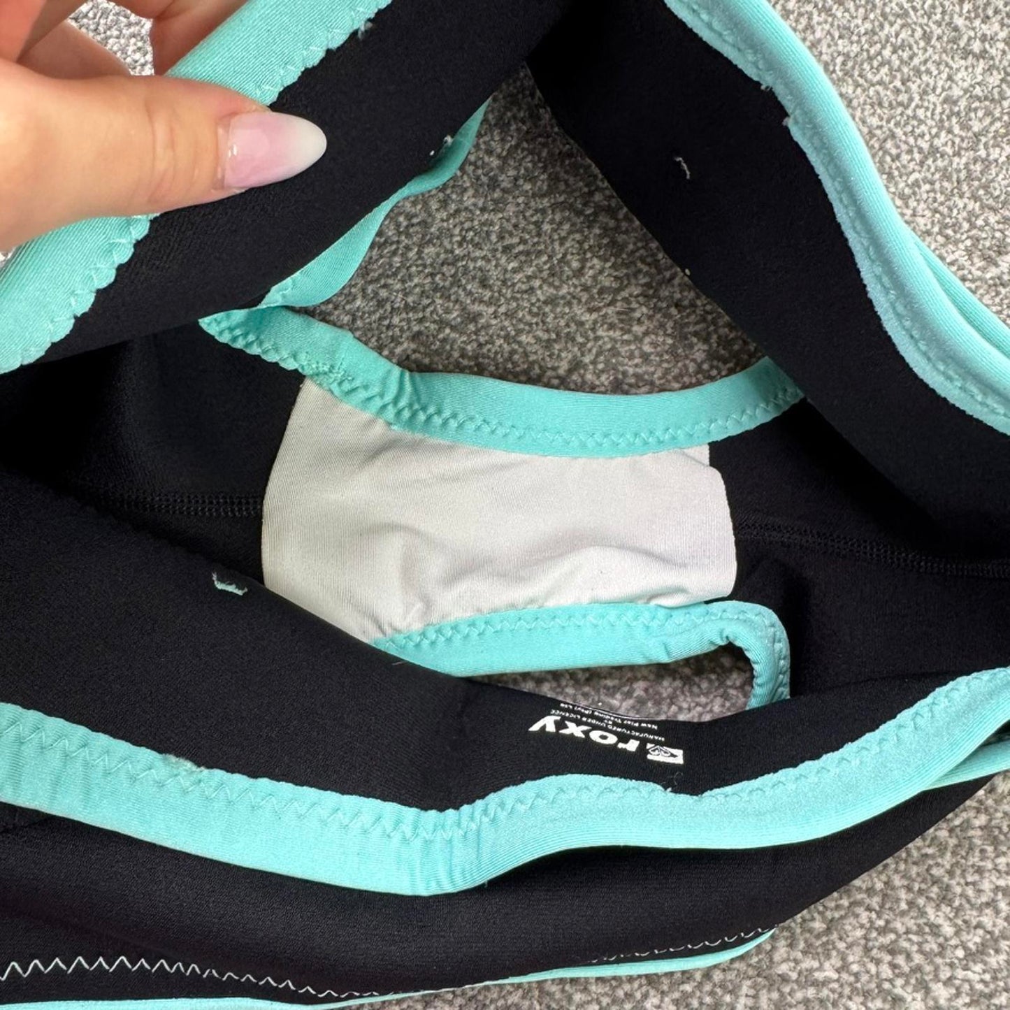 Y2K vintage Roxy hot pant shorts neoprene blend black blue mini