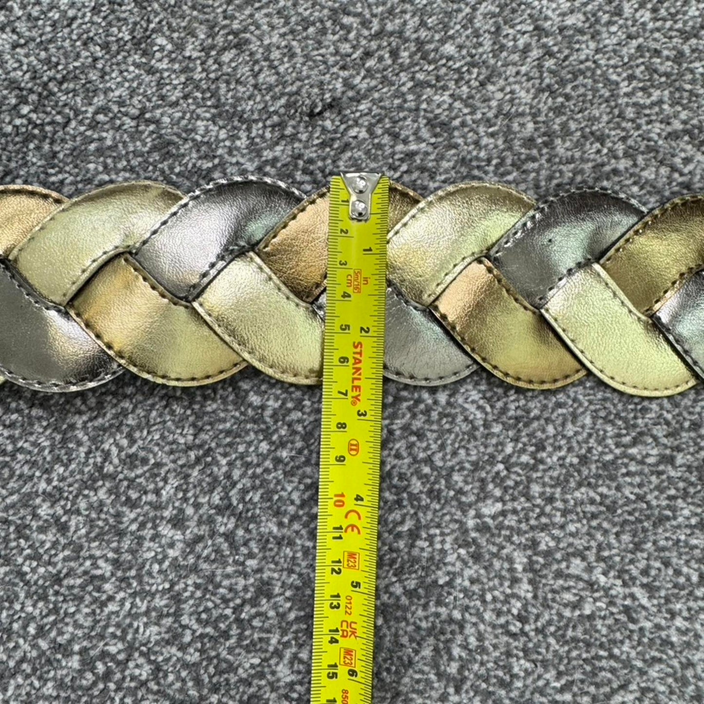 Y2K vintage woven chunky belt high waist silver gold faux leather