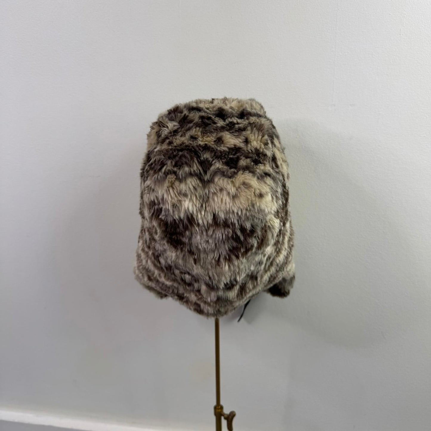 Y2K vintage Topshop aztec faux fur trapper hat cream brown pattern print unisex