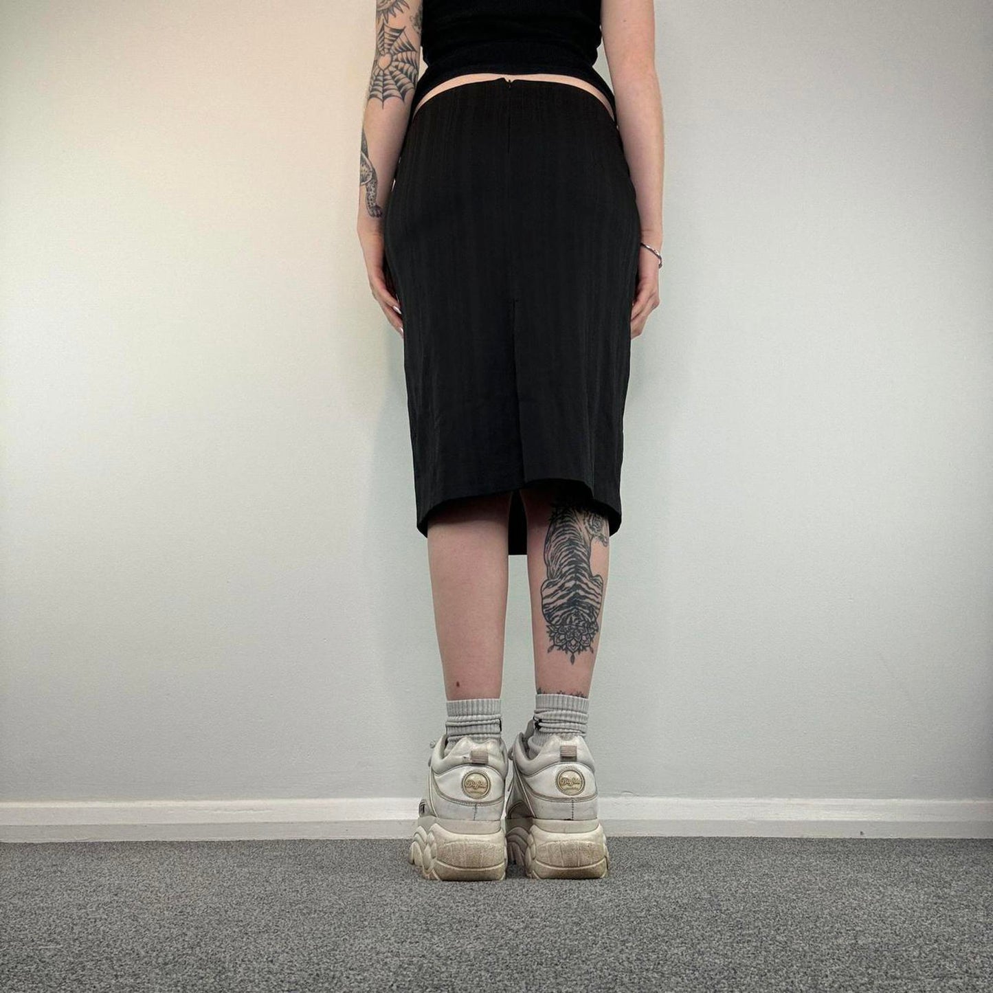Y2K vintage Morgan De Toi midi skirt with chain detailing pinstripe office