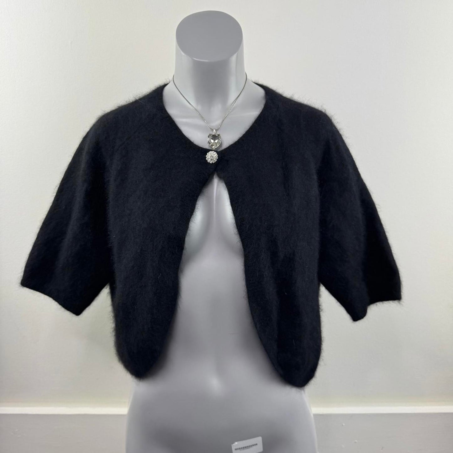 Y2K vintage angora blend cropped cardigan half sleeve button cape