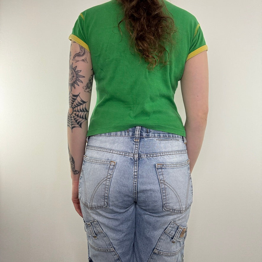 Y2K vintage Brasil baby tea embroidered slightly cropped