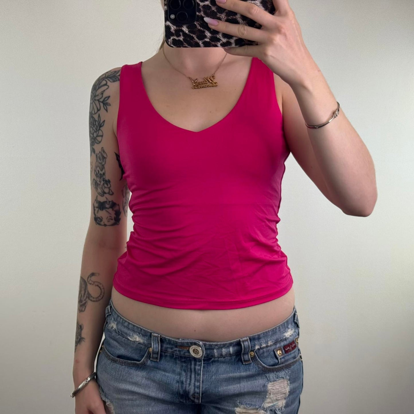 Y2K vintage Oasis slinky v neck tank top cropped short length fitted stretchy