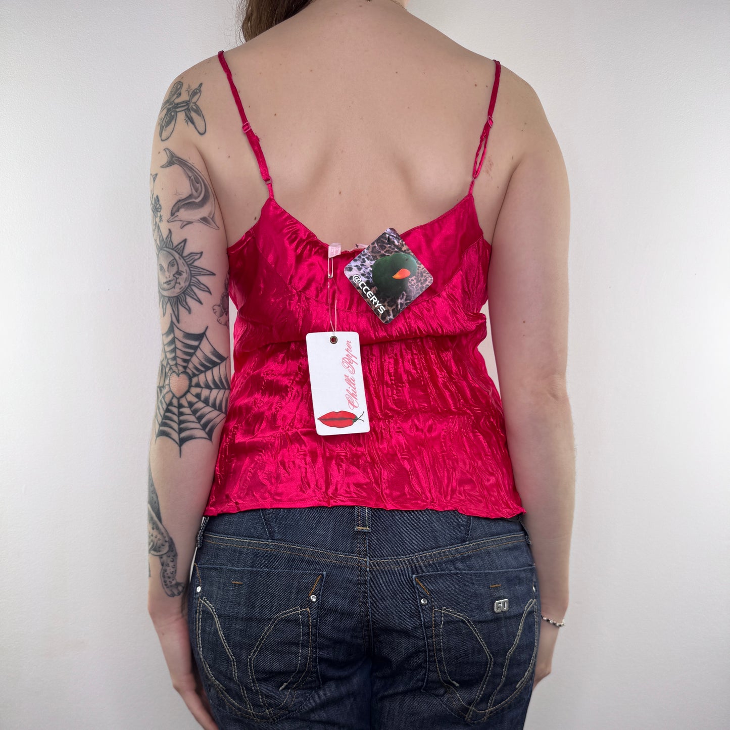 Y2K vintage Chilli Pepper satin cami top
