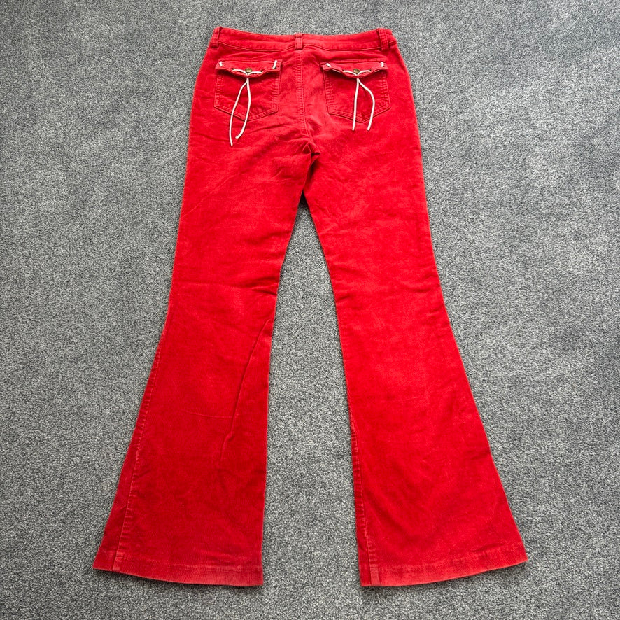 Y2K mid rise bootcut corduroy lace up jeans