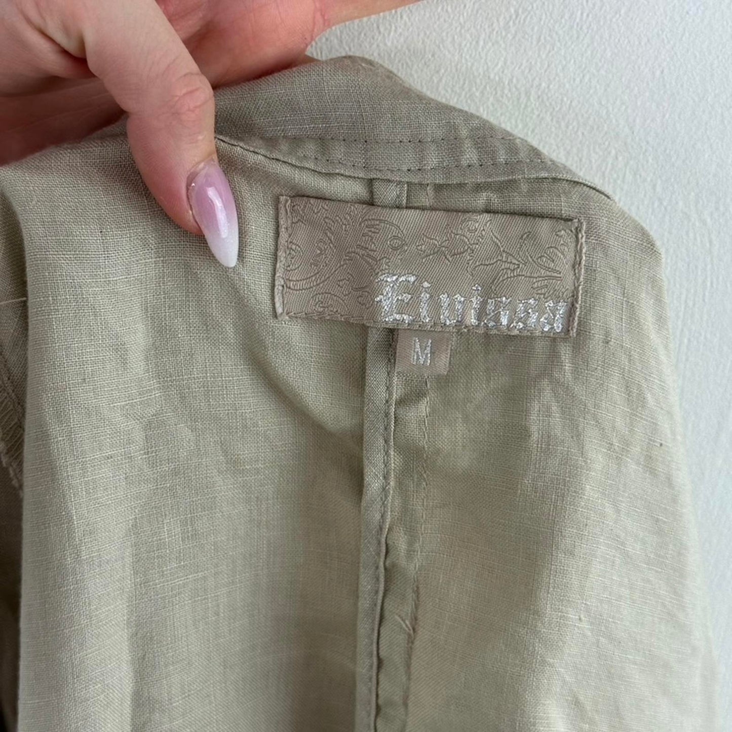 Y2K vintage 100% pure linen lightweight button up jacket short length 3/4 sleeve