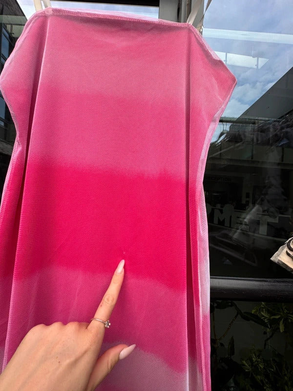 Y2K vintage mesh midi dress ombre pink cleat straps