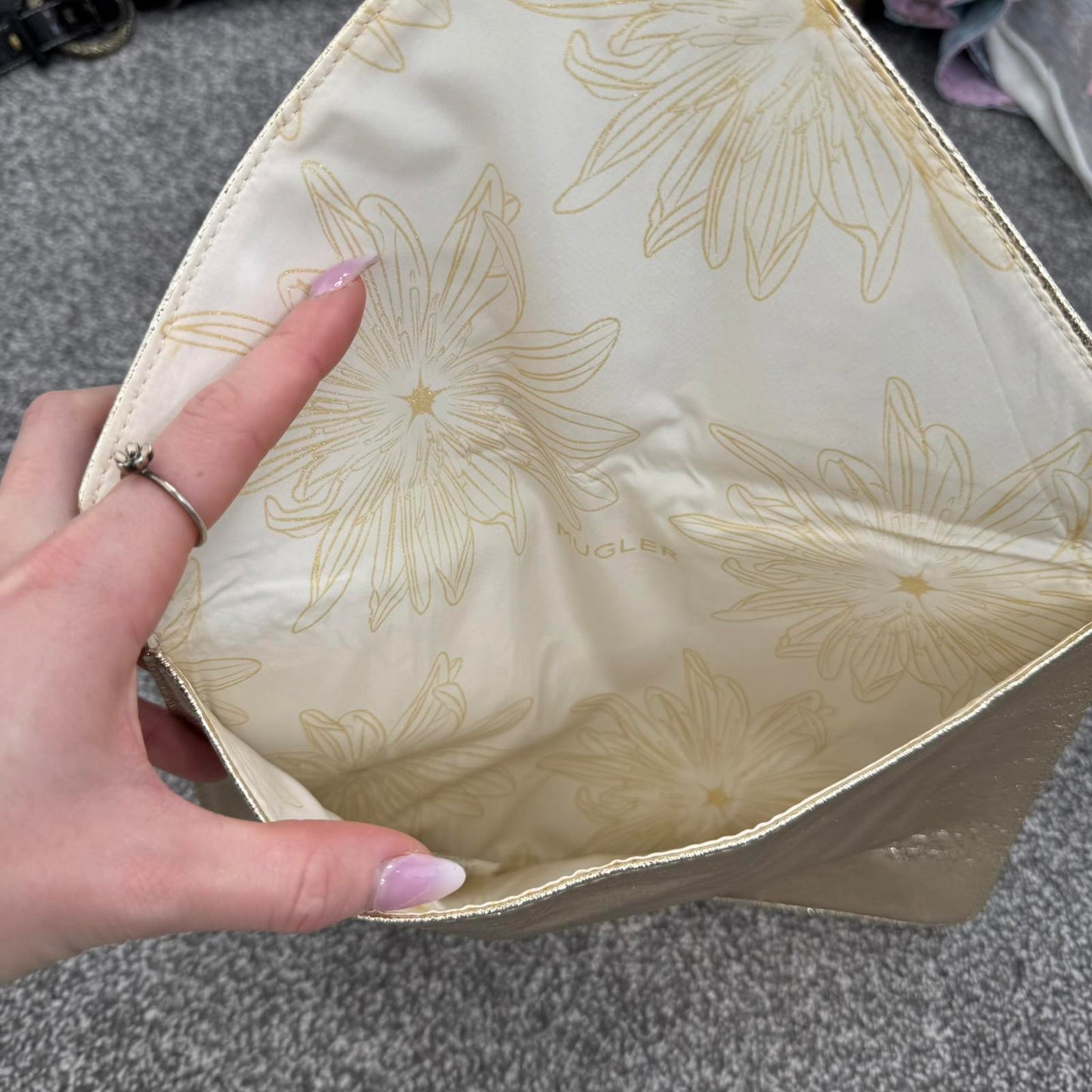 Mugler Alien Goddess Gold Pouch Clutch Bag Small