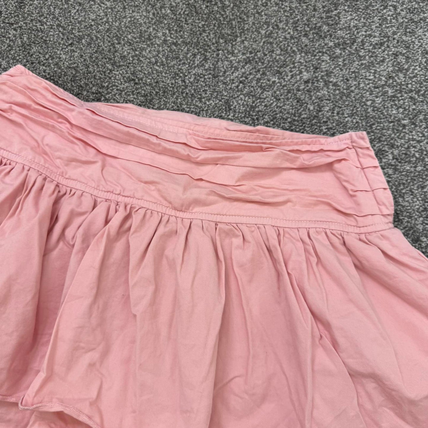 Y2K vintage low rise ruched mini skirt rara layered baby light pink micro short