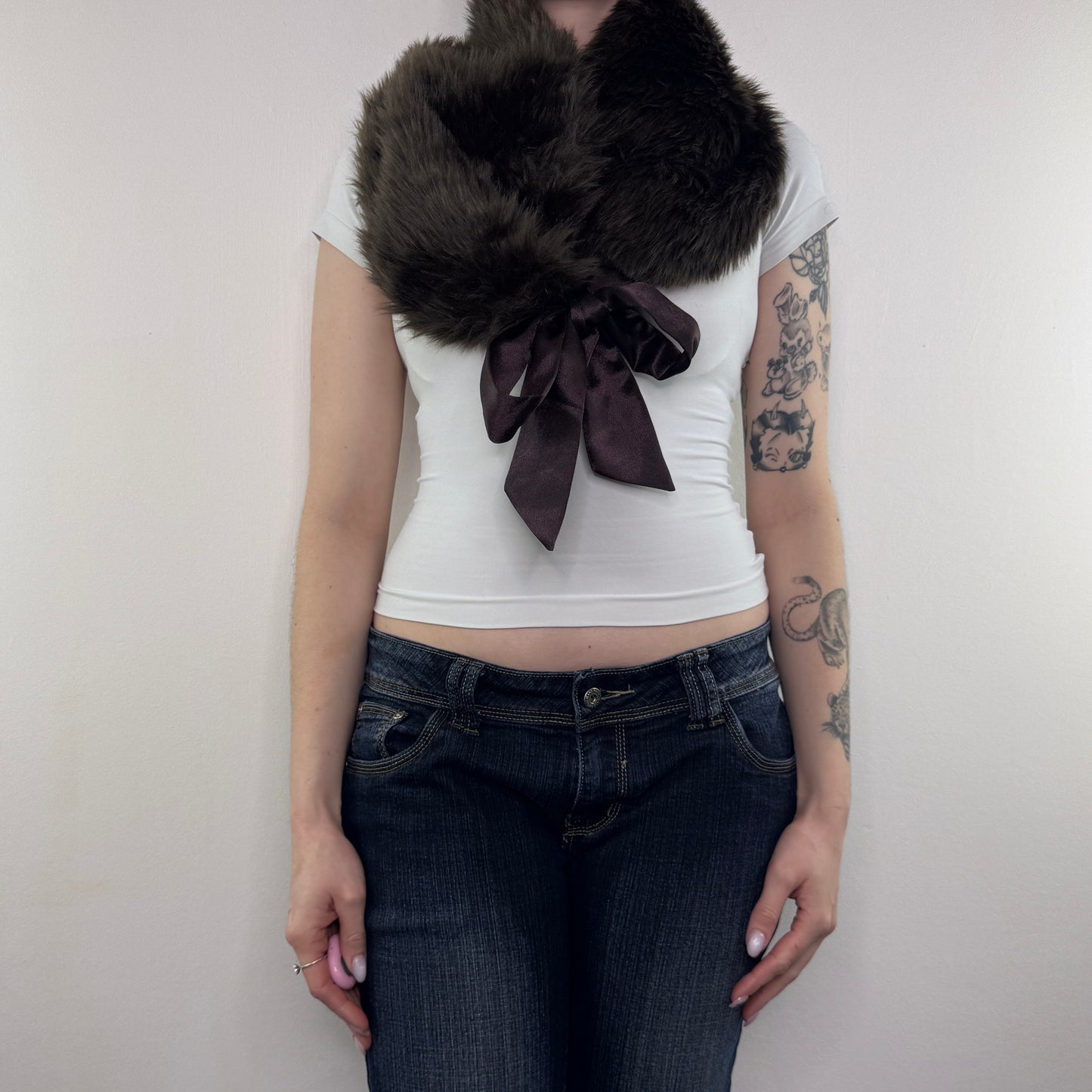 Y2K vintage faux fur shawl cape