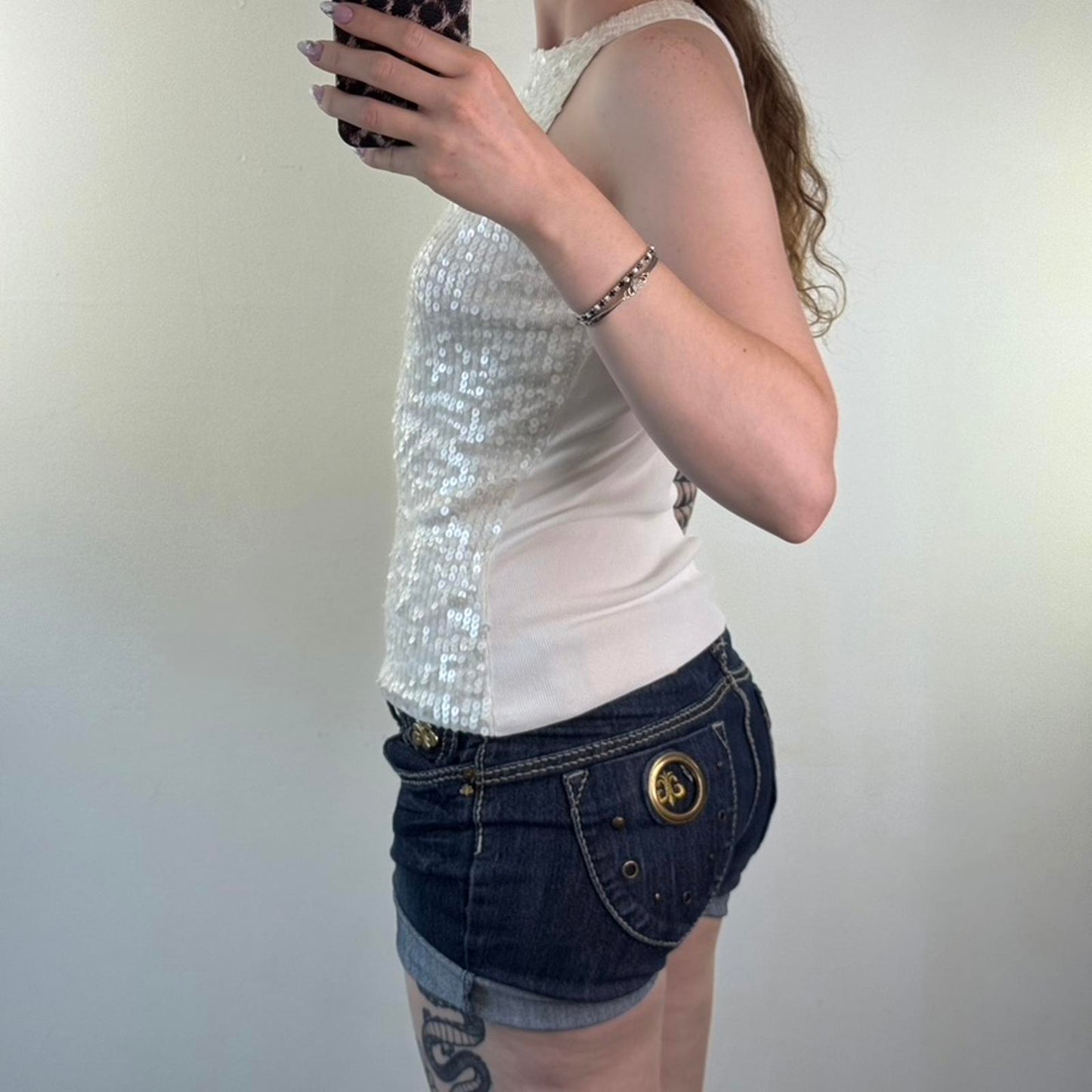 Y2K vintage sequin high neck top sleeveless tank embellished stretchy fine knit