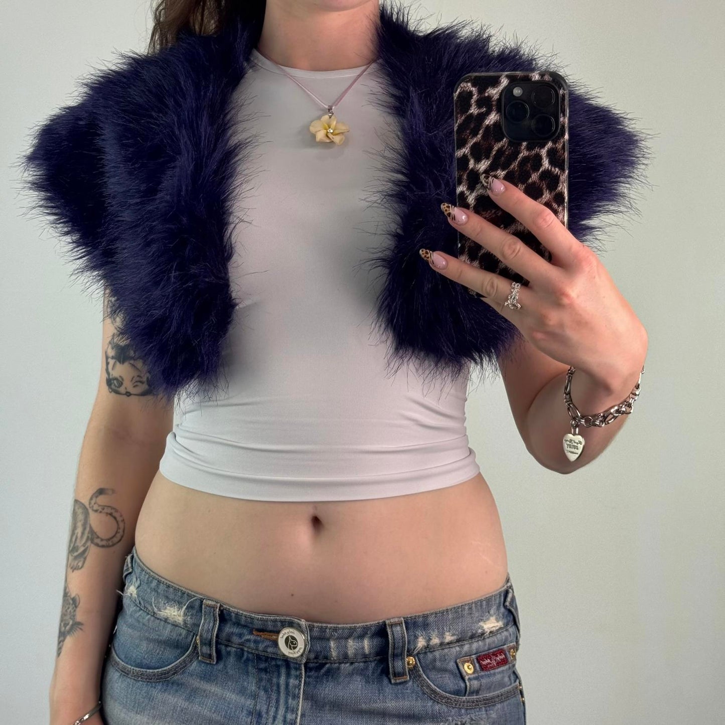 Y2K vintage faux fur collar wrap scarf purple fluffy oversized