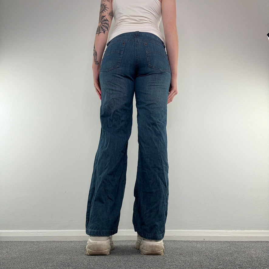 Y2K low rise denim baggy flared jeans