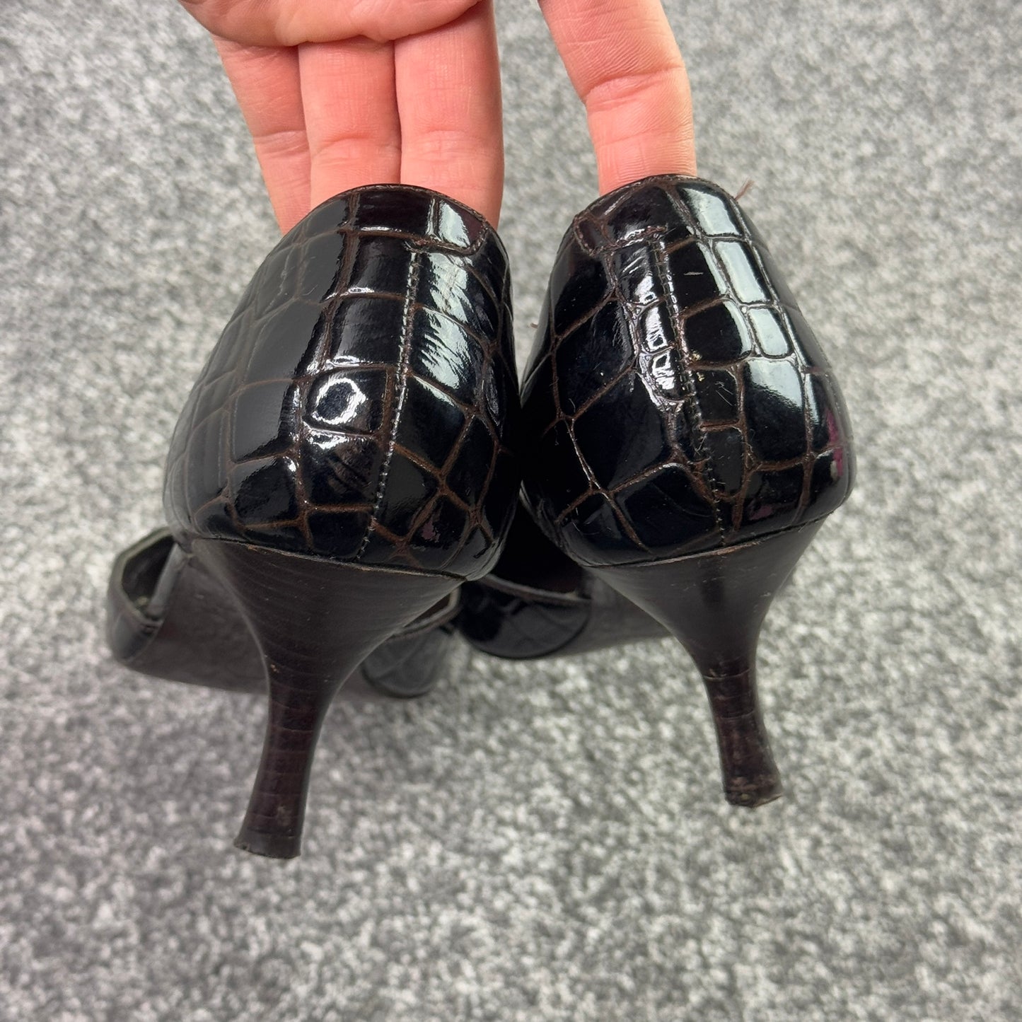 Y2K vintage crocodile print pointed toe heels