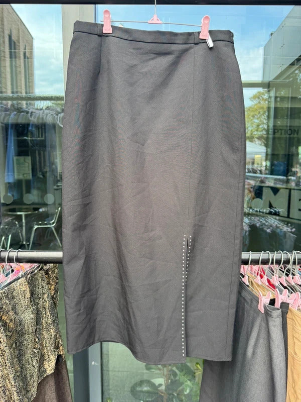 Y2K vintage maxi skirt a line rhinestone slit