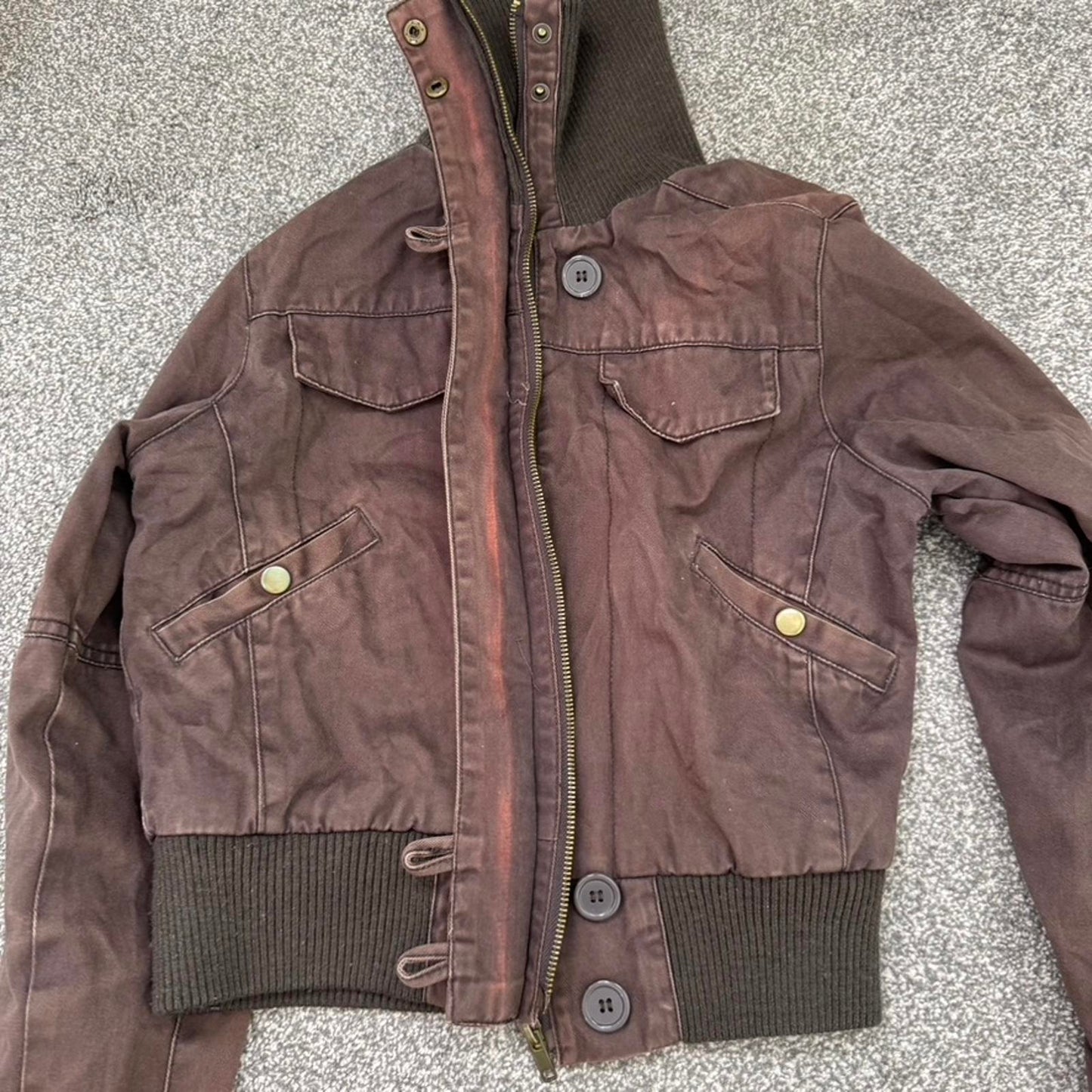 Y2K vintage zip up bomber jacket short length slight crop high roll neck crop